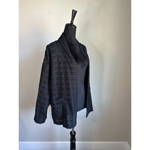 EILEEN FISHER WOMAN Black Organic Cotton Shadow Square Kimono Jacket Size 2XL - Picture 3 of 11